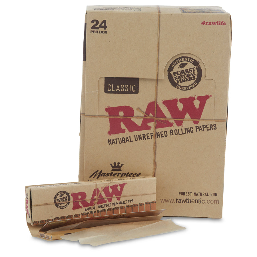 RAW® Classic masterpiece ks rolls & prer tips  box/24